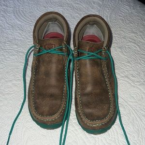 Twisted X leather with turquoise laces and bottom size 7